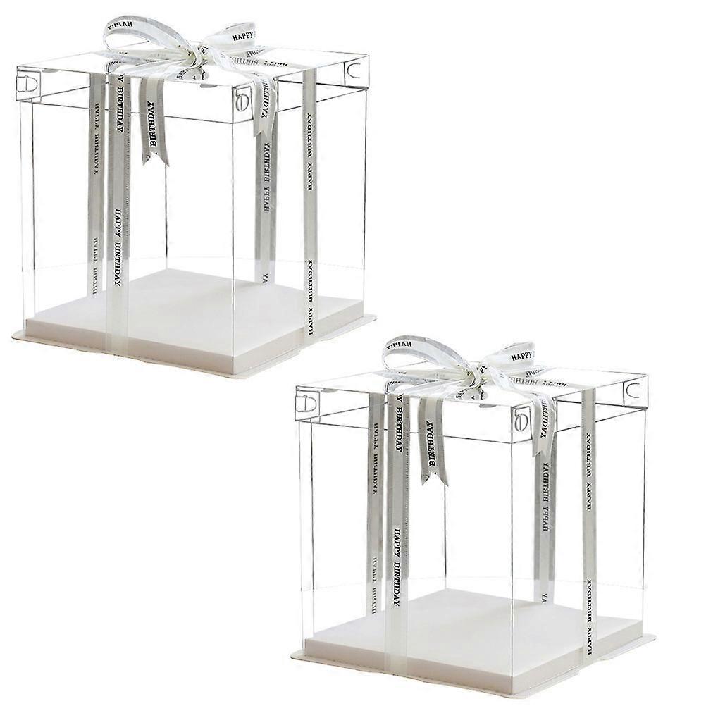 2 Pcs Plastic Storage Box Window Cake Box Window Cupcake Boxes Clear Bakery Box