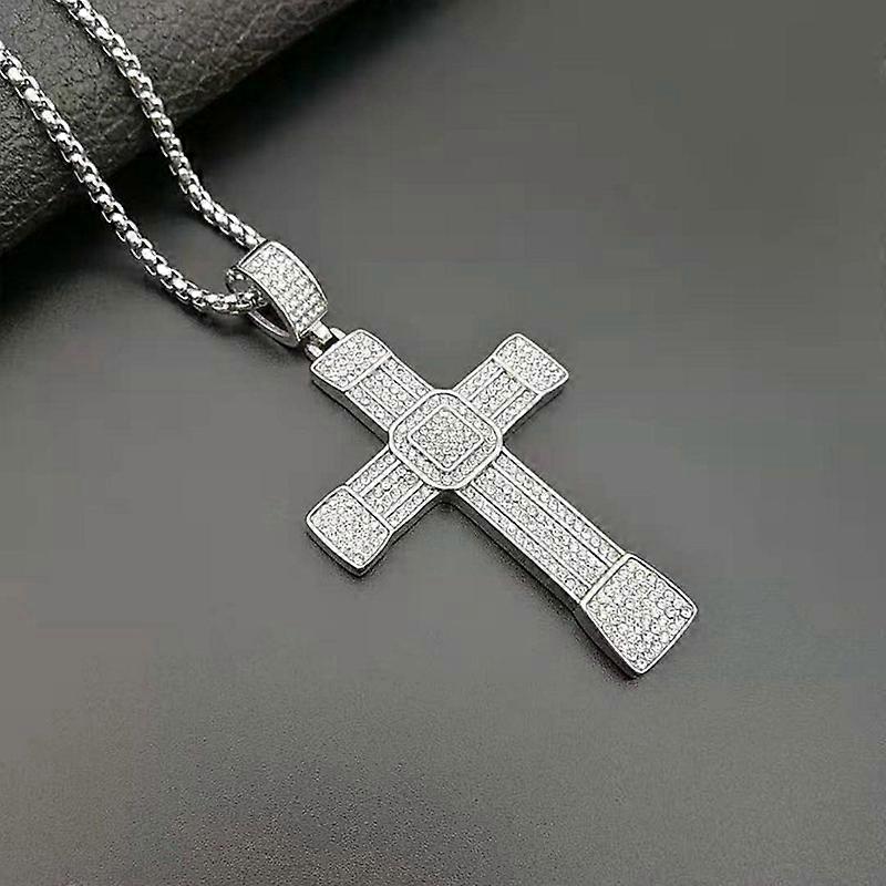 Hip Hop Bling Iced Out oro Argento Colore Acciaio Inossidabile Cross Pendenti Collane Per Uomo Rapper Gioielli
