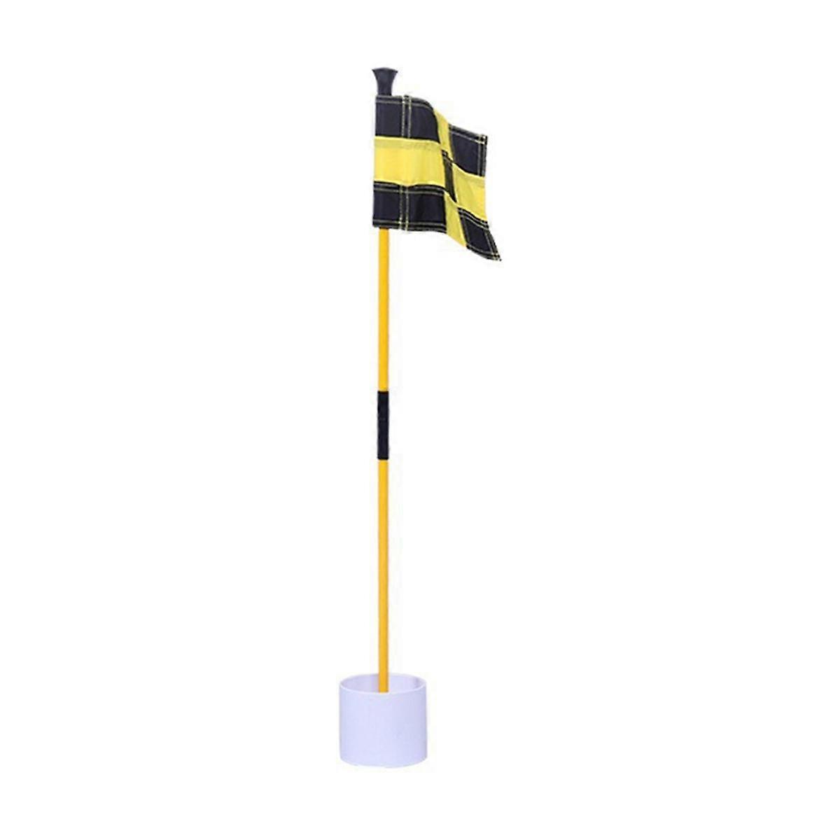 Black and Yellow Golf Green Flag, Colorful Two-Section Checkered Green Target Hole Cup Flagpole, Go