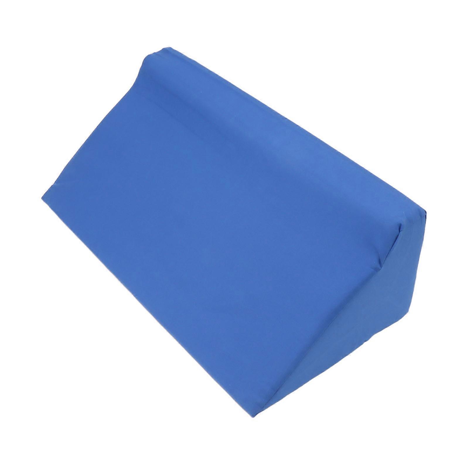 Blue Body Side Wedge Pillow with Hidden Zipper PU Leather Incline Side Wedge Pillow for Adults Side Sleeper Pregnancy Belly 60x25x20cm