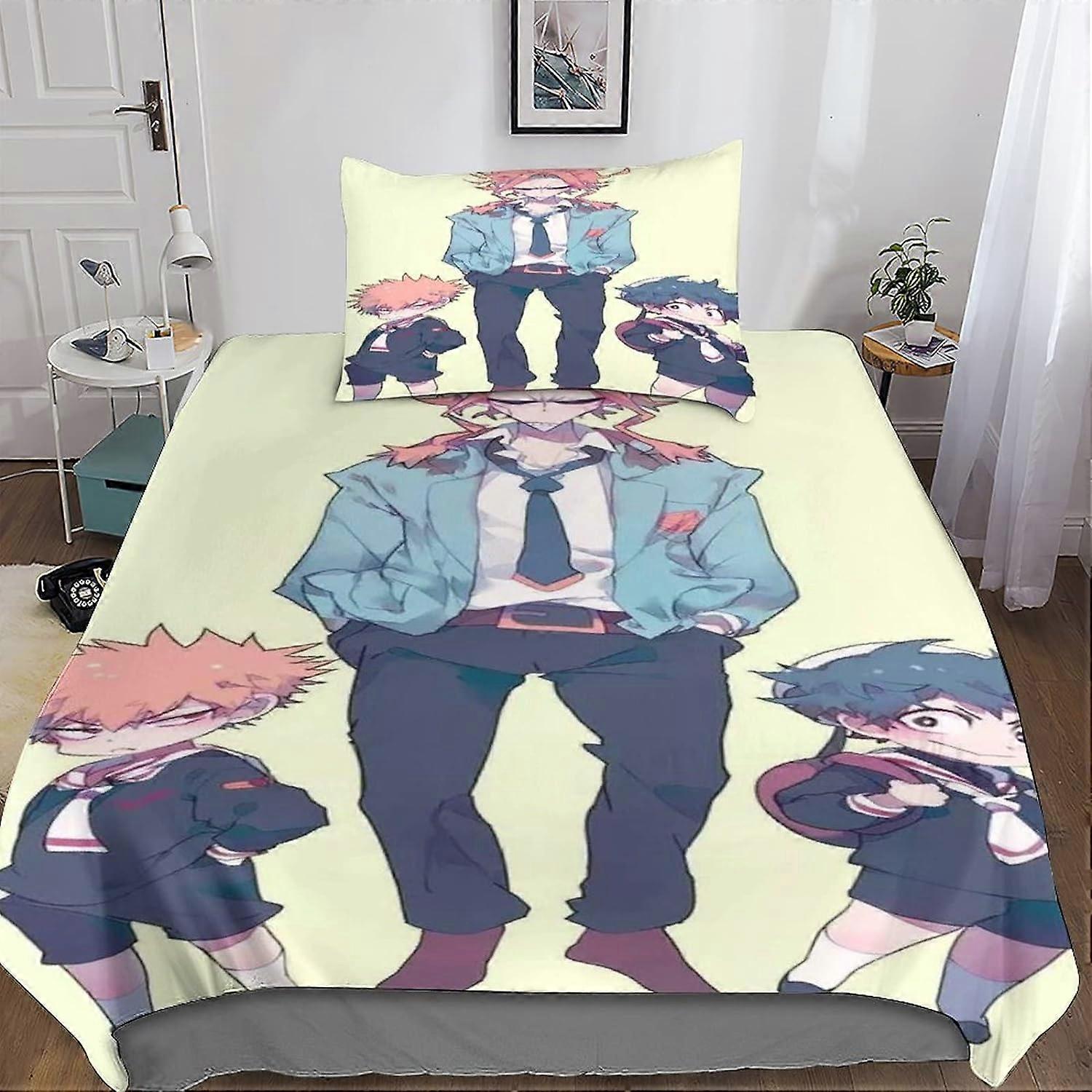 My Hero Academy Bedding Set Bedding Set for Adults and Children D-Print Pattern My Hero Academia Soft Microfiber Duvet Cover with Shams D 135*200 CM