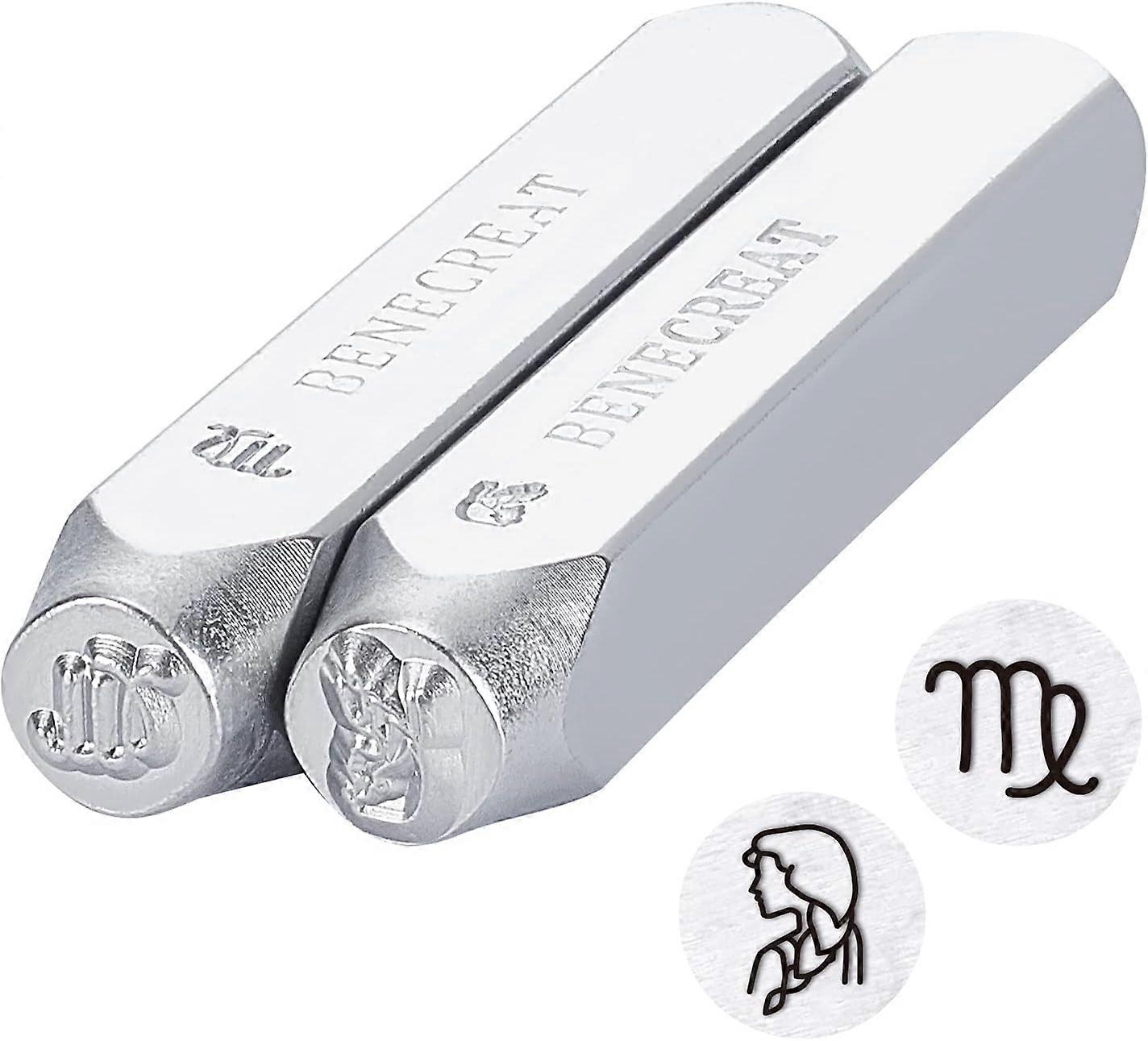 2 stk (6 mm 1/4") jomfruen design metallstempler konstellasjon metallstans for smykker lær trestempling