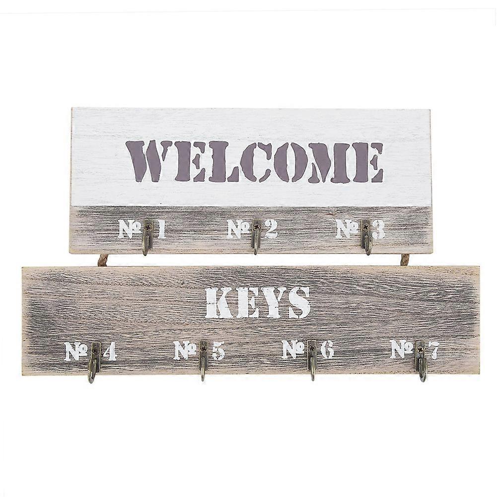 Rustic Wall Keys Box Storage Hook Holder Decorative Keys Organizer Hanger(White)