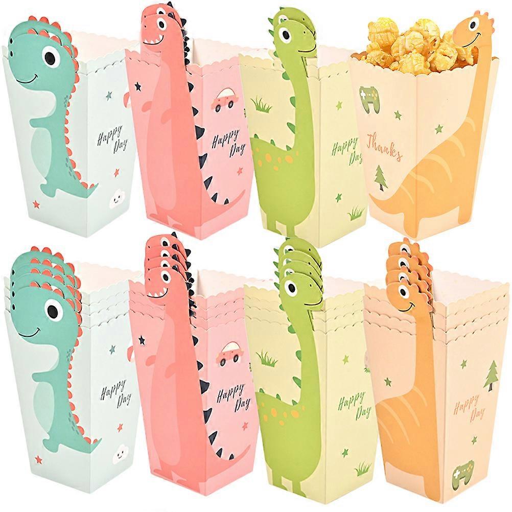 24Pcs Cartoon Dinosaur Popcorn Containers Popcorn Boxes for Movie Night Theaters Parties