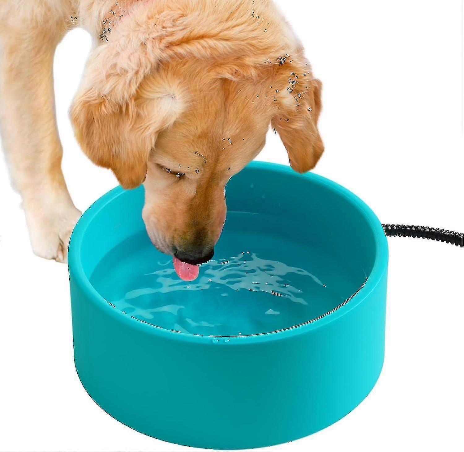 Dış Mekan İçin 3,2 L Büyük Isıtmalı Su Kabı, 6,6 ft Uzunluğunda 30 W Termostatik Kontrollü Isıtmalı Evcil Hayvan Kabı