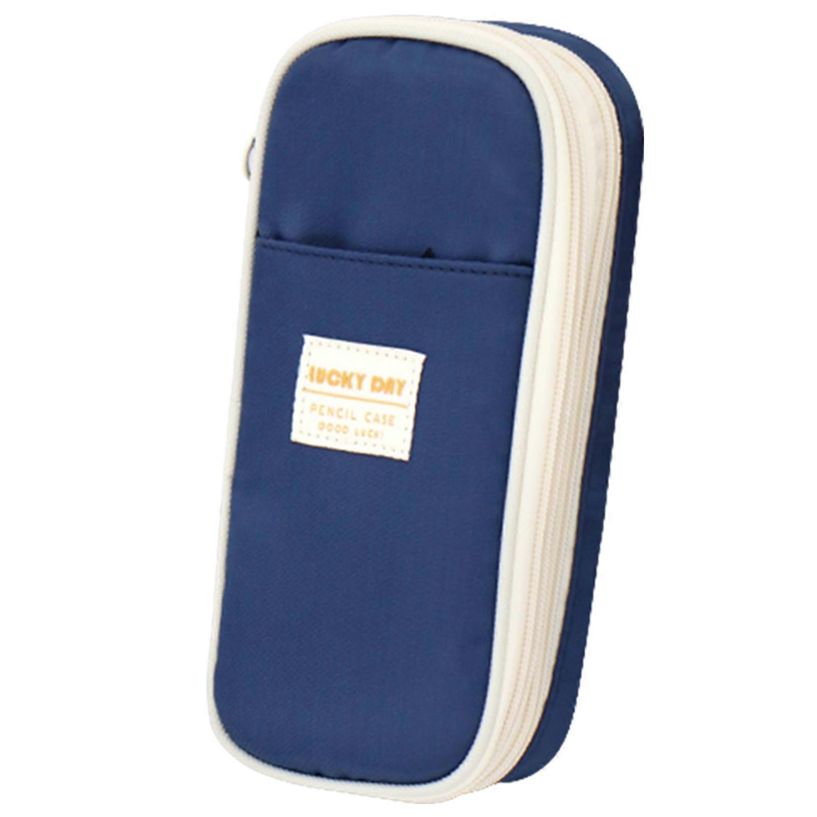 4 Layers Canvas Pencil Pouch Stationery Pencil Case Multi-purpose Large School Pencil Storage Bags for Junior High School
