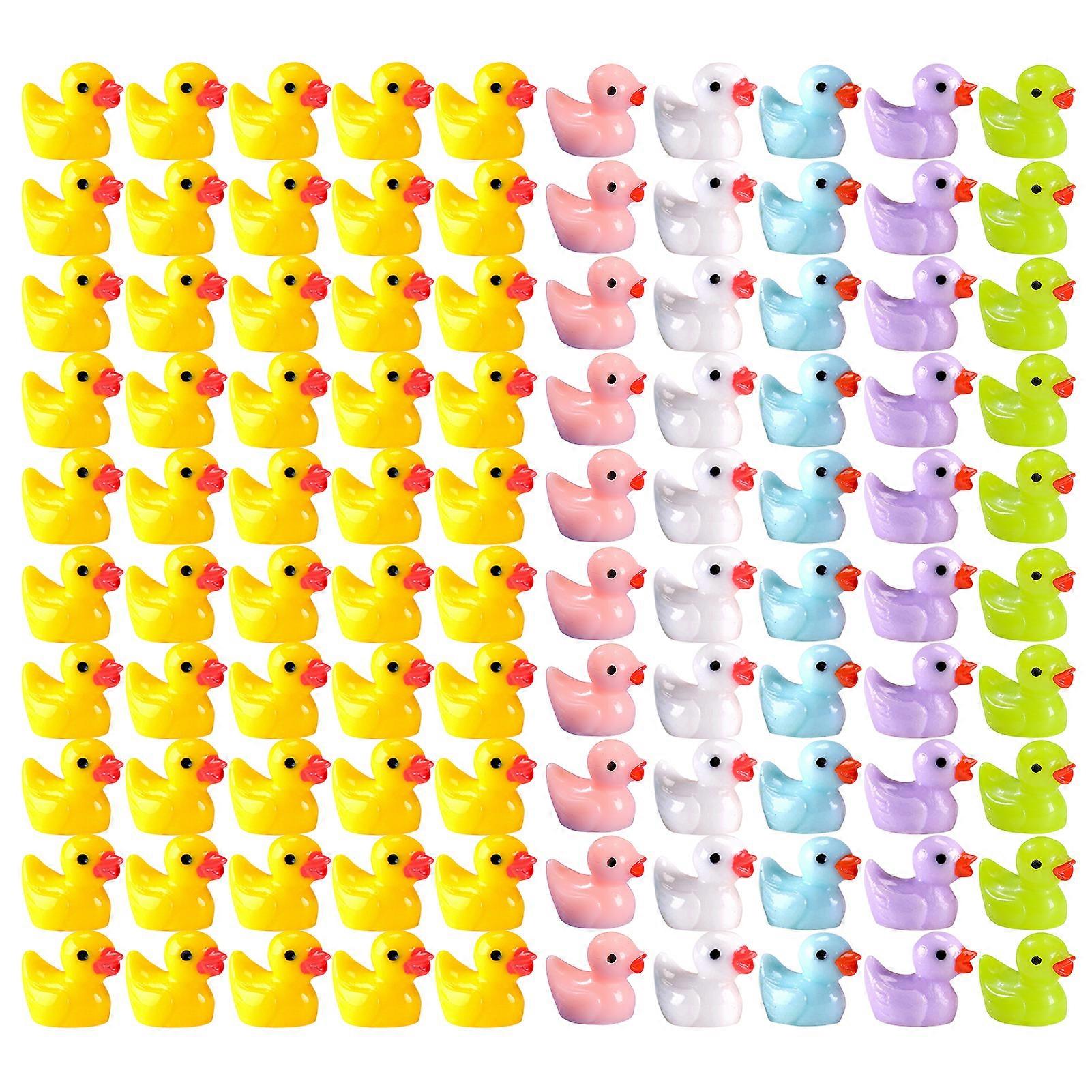 100 Pcs Tiny Ducks Set Decoration Realistic Shape Durable Resin Endearing Ducks for Christmas Birthday Party Children\'s Day
