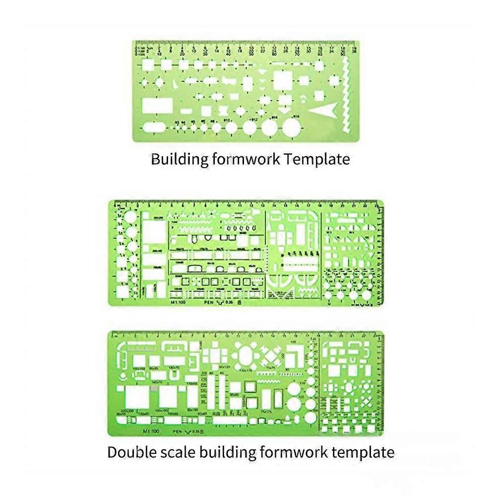 6 Pieces Drawing Templates Building Formwork Geometric Design Office Furniture Drawing Measuring Template Ruler for School Office Supplies