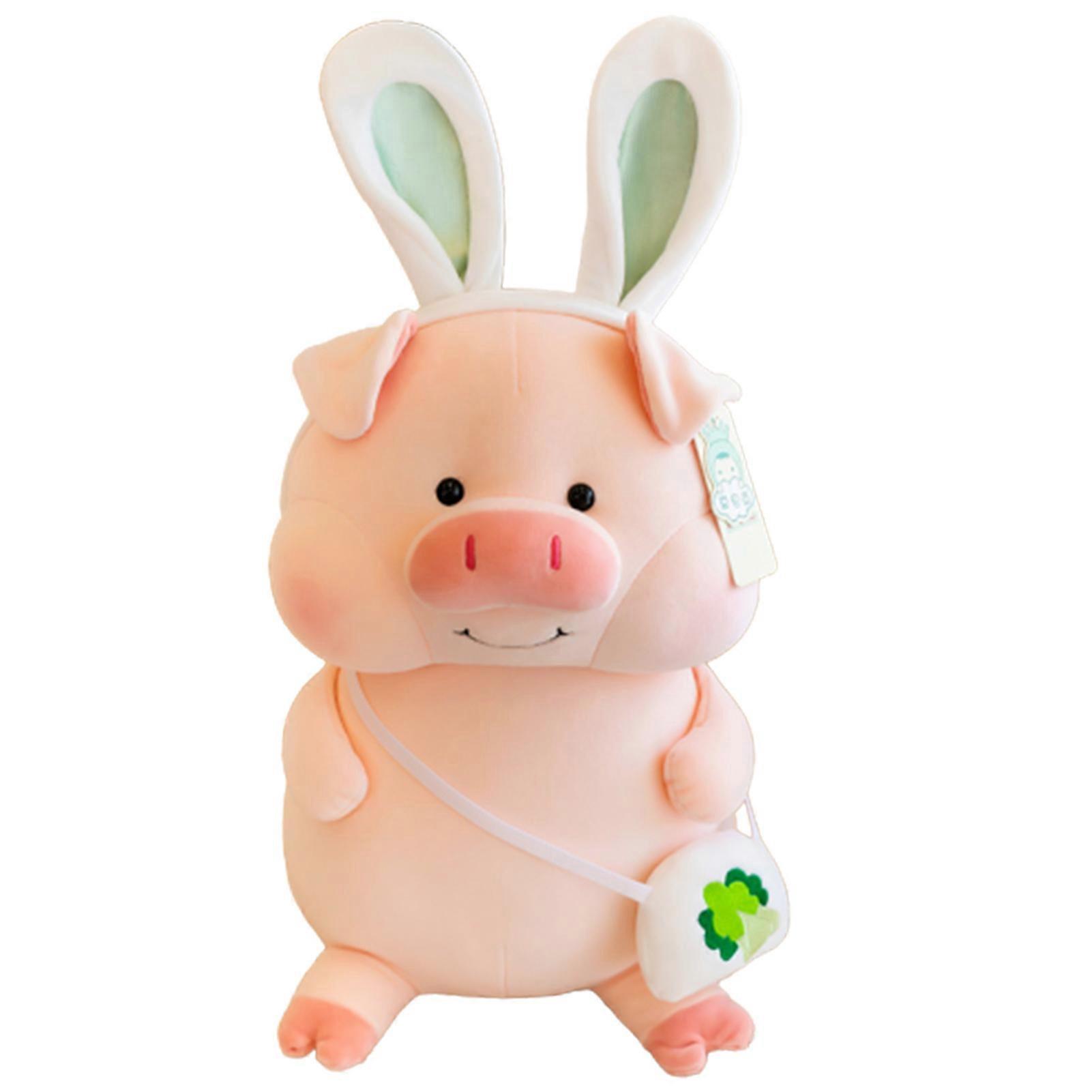 Cartoon Pig Plushie with Crossbody Bag Soft Toys with Animal Hairband for Kids