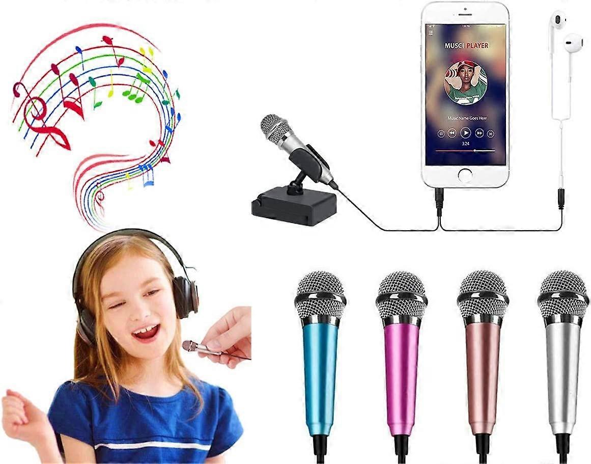 Mini Microphone,Tiny Microphone,Mini Karaoke Microphone for Mobile Phone Laptop Notebook Apple iPhone Sumsung Android (Pink)