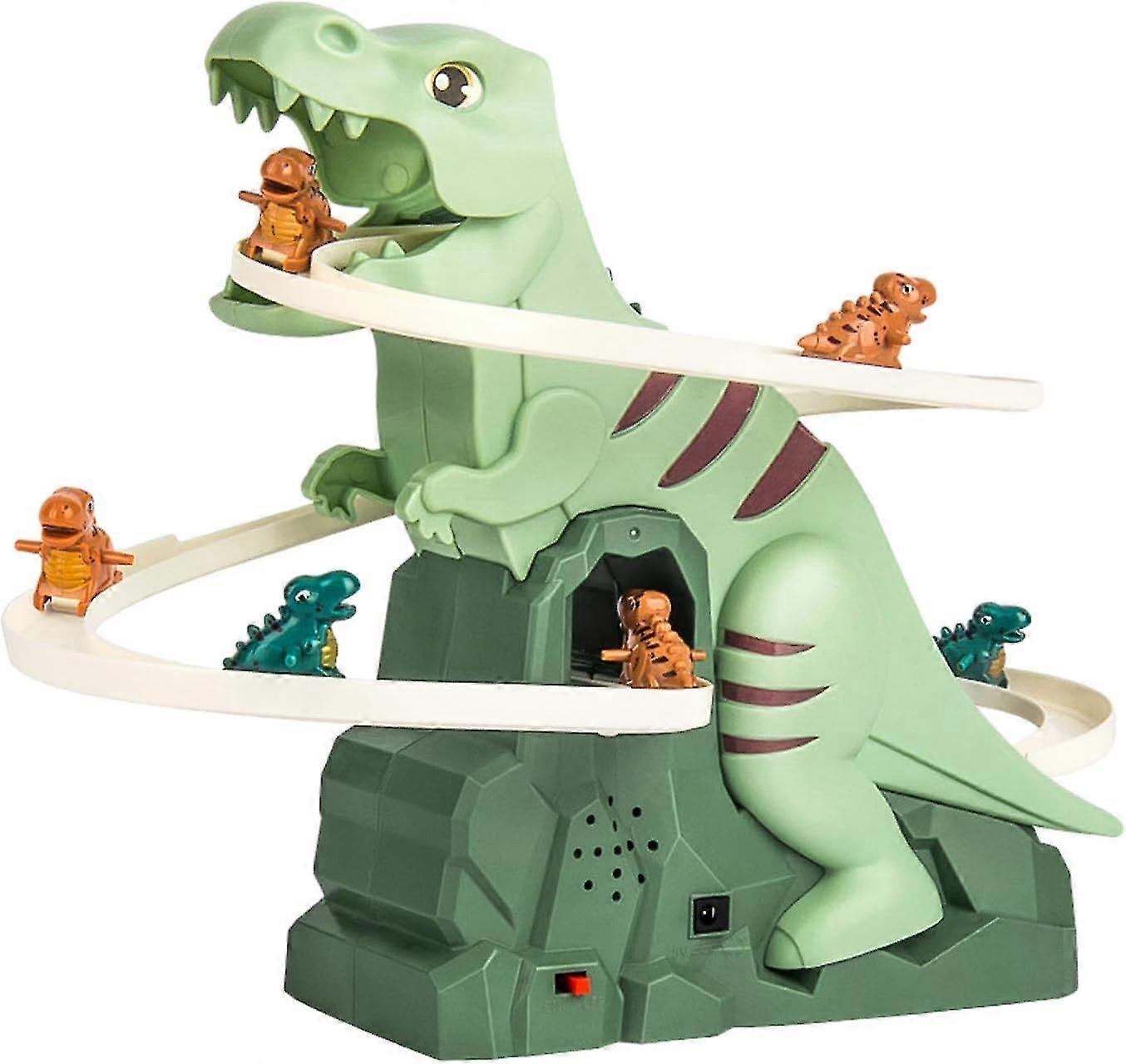 Dinosaur Climbing Slide Toy, Stair Climbing Dinosaur/Ducks, Small Dinosaur Climb Stairs Toy Roller Coaster Toy with Light and Music Toy