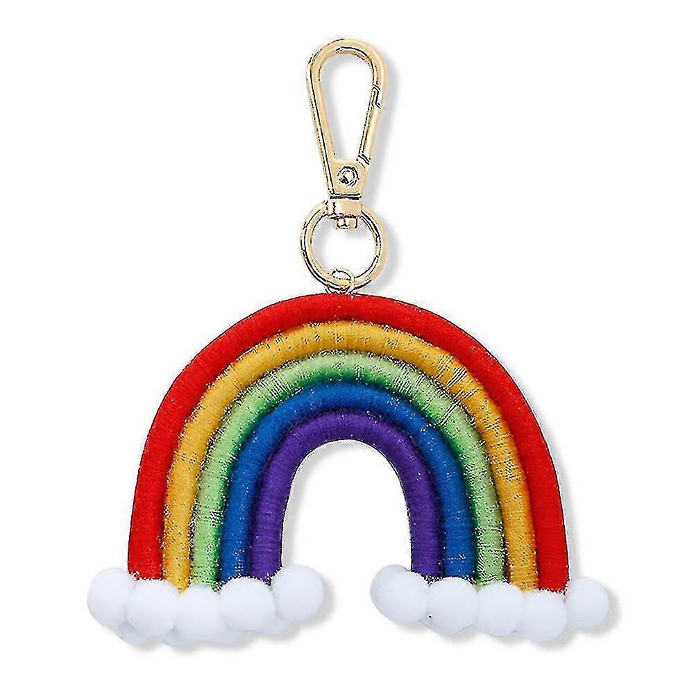 Macrame Rainbow Keyring, Handwoven Keychain, Compatible With Car Handbag Purse, D