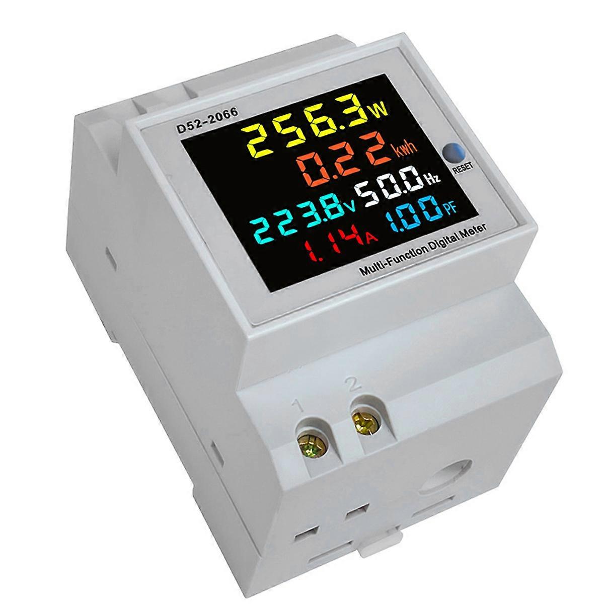 Din Rail AC Monitor 6IN1 40-300V 100A Voltage Current Power Factor