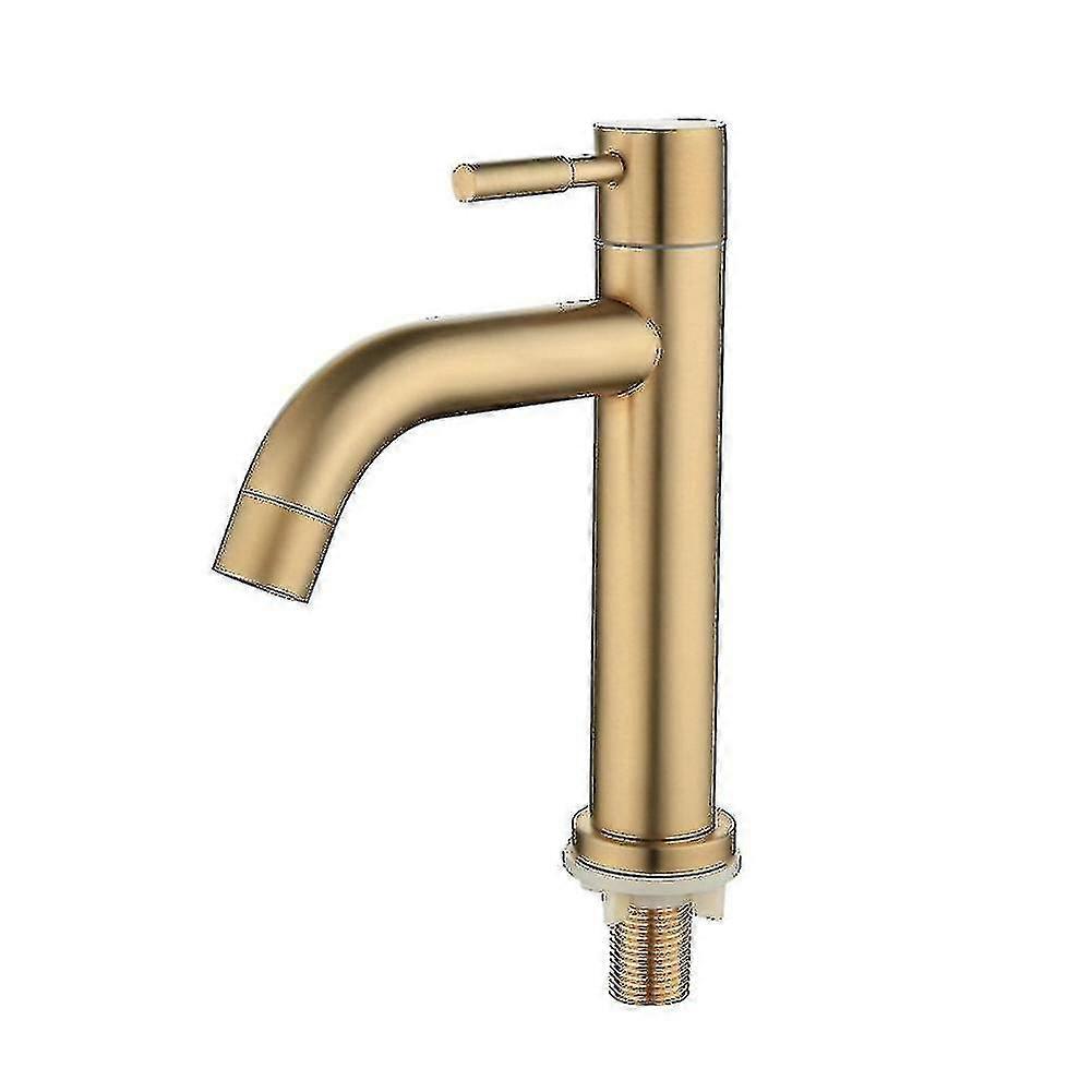 Brush Gold Single Cold Basin Faucet 304 Material Basin Mixer Bathroom Sink Faucet Water Wash Mixer