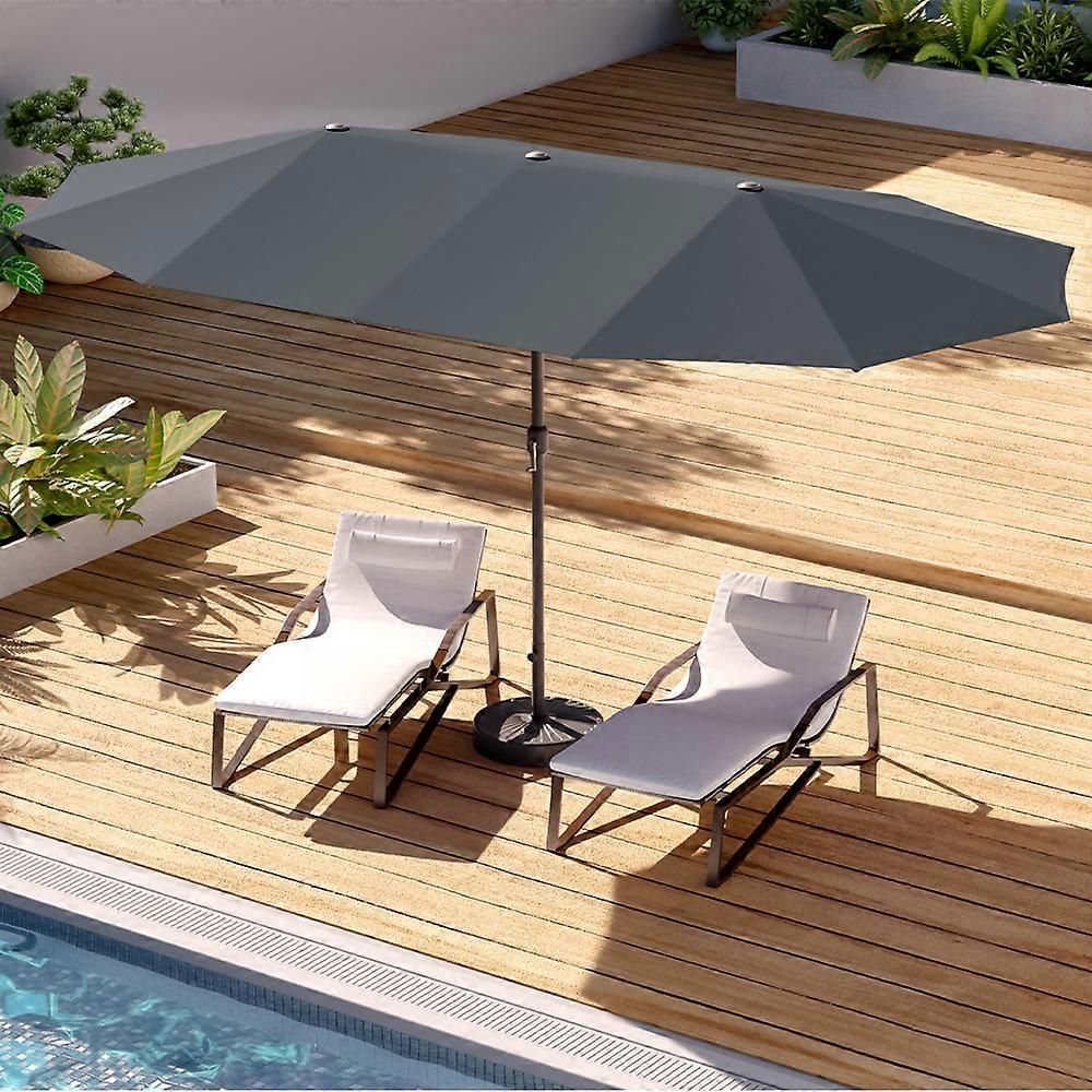 4.6M Dark Grey Double-Sided Sun Shade with Round Base