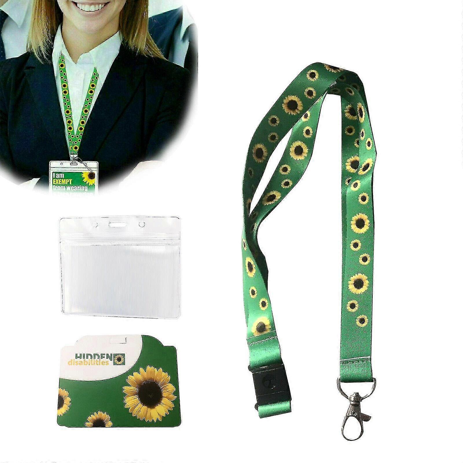 Lanière de cou Sunflower Longyard avec échappée de sécurité + support de badge d’identification en plastique