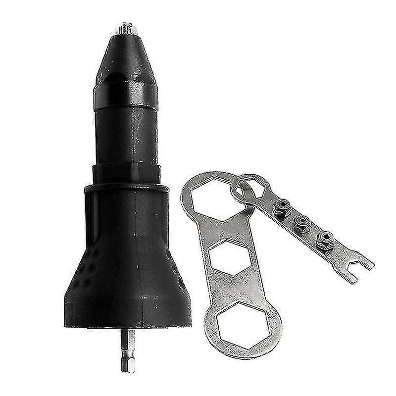 Electric Rivet Nut Gun Rivet Nut Tool Cordless Adapter Rivet Drill Bits Set Nut Gun Insert Threaded(1 Pcs, Black)