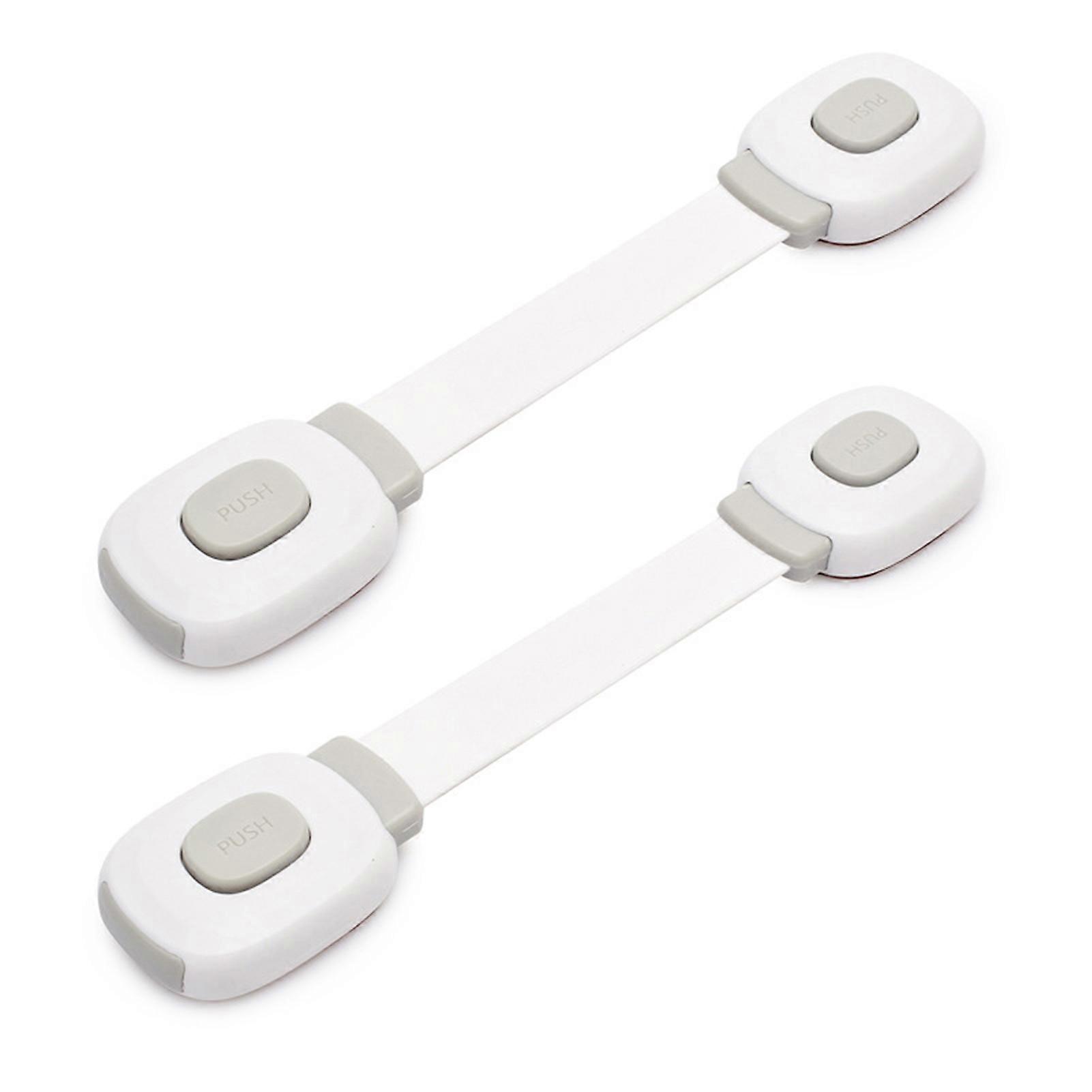 2Pcs Child Safety Locks Self Adhesive Wear-resistant ABS Infant Safety Drawer Latches Furniture Strap Locks for Home KAESI