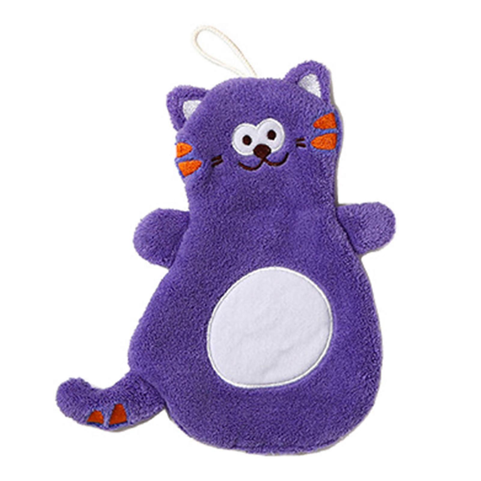 Hand Towel with Lanyard Water Absorption Soft Comfortable Coral Fleece Garfield Cat Shape Hanging Hand Wipe Towel Cleaning Rag Daily Use Kaesi