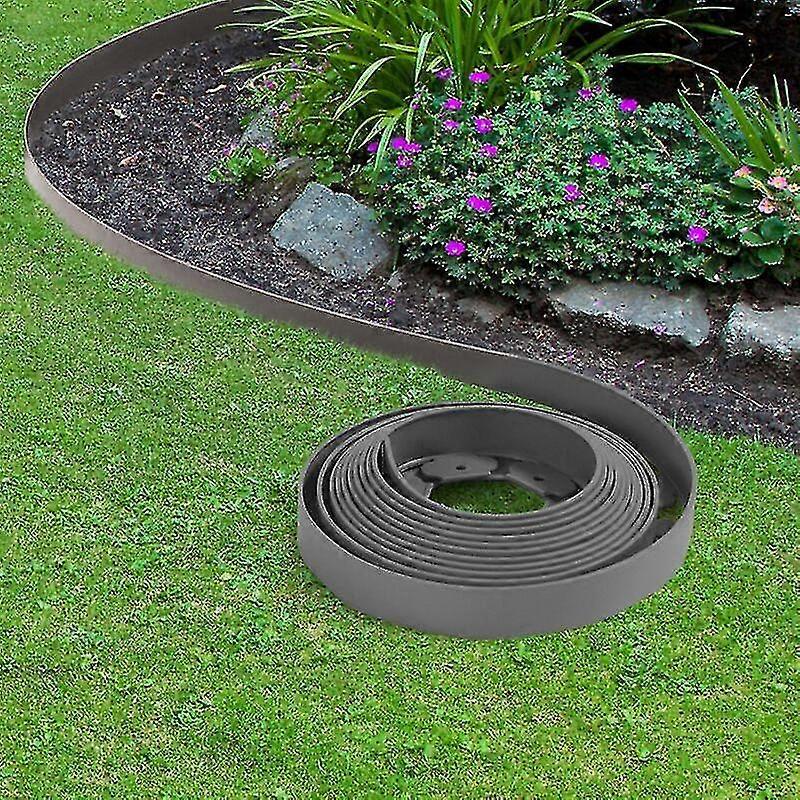 Bordo da giardino flessibile grigio - 4 cm x 10 m con 30 picchetti di