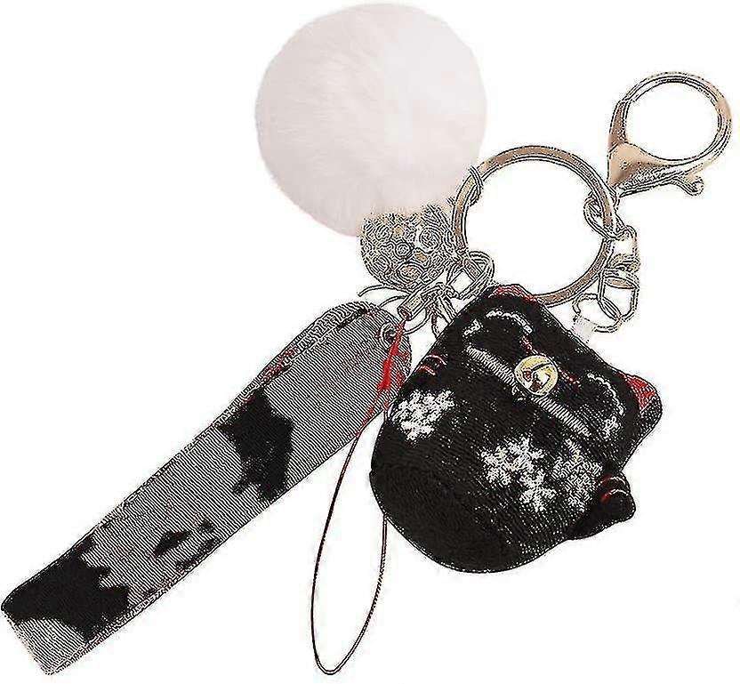 Lucky Cat Cute Keyring With Pom Pom Ball Mobile Phone Key Chain