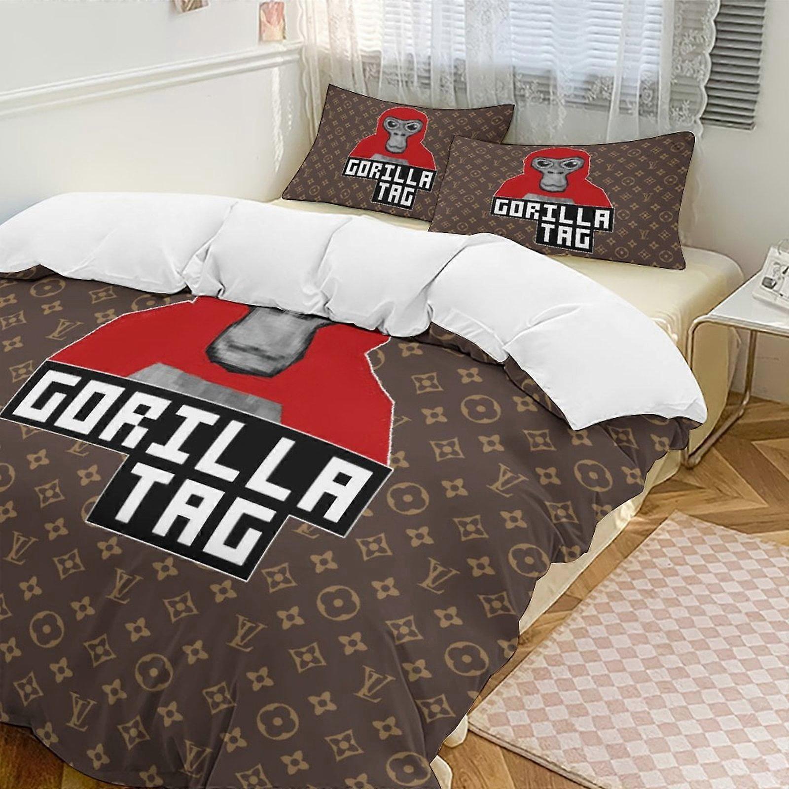 v7268  Bed Sheets Bedding Brown Gorilla Tag Comforter Set Soft 3 Pcs Twin Bedding Sets Thicken for All Season, 1 Comforter  2 Pillow Shams  Bed Sheets