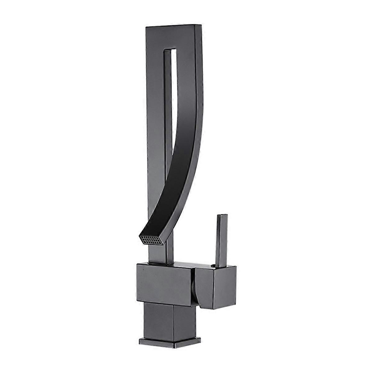 Bathroom Basin Faucet Cold Hot Rotation Mixer Crane Tap Black Waterfall Sink Mixers