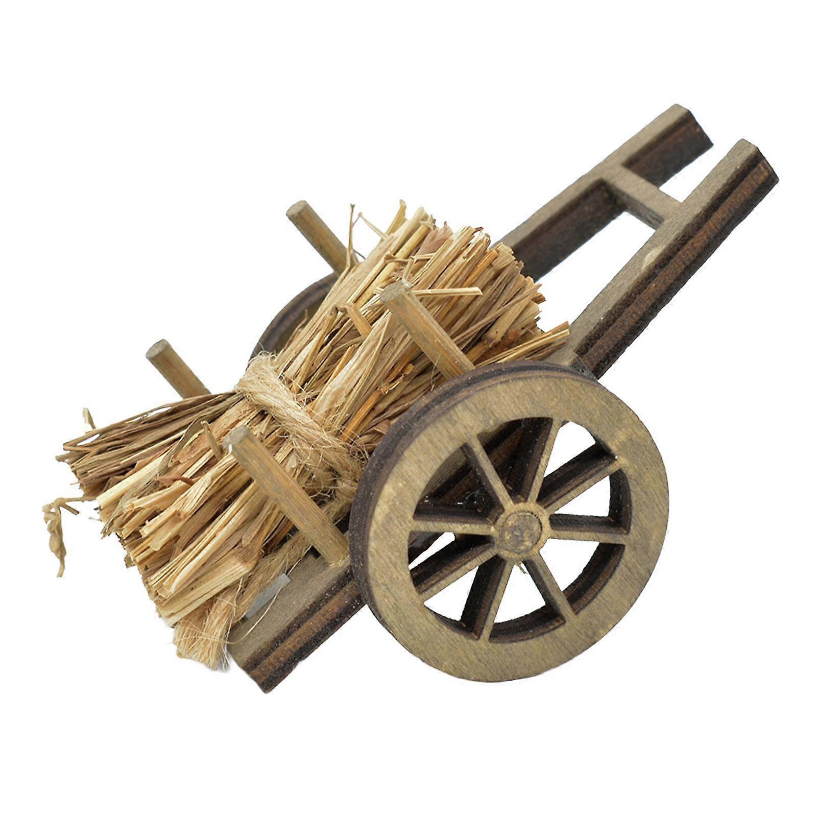 1:12 Scale Miniature Firewood Cart Model Creative Artwork DIY Diorama Layout