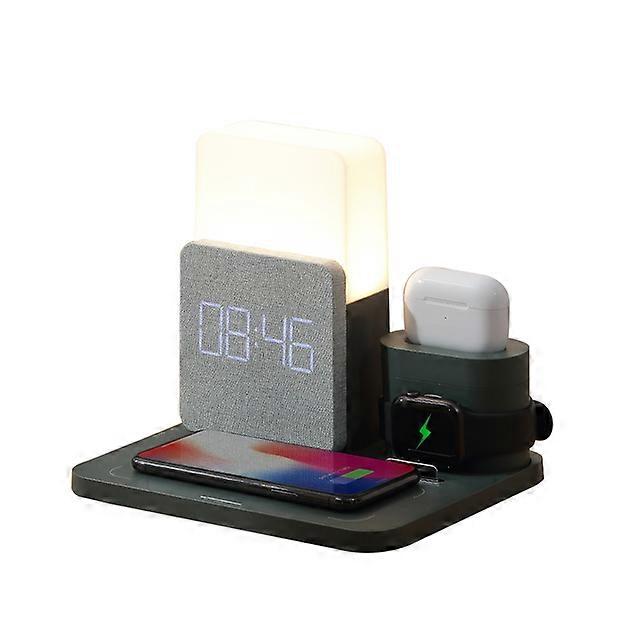 Wireless Charger 3 In 1 Fast Charging Digital Alarm Clock for IPhone 13 Watch AirPods Night Light Charging Support Dropshipping