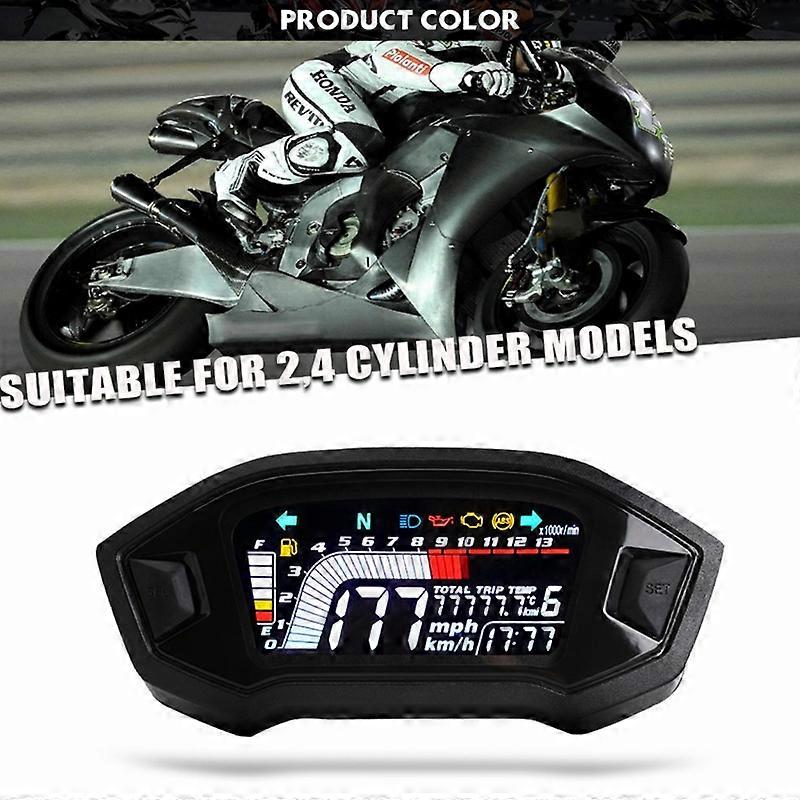 Adjustable Speedometer Digtal DisplayThermometer Universal Motorcycle Instrument~30557