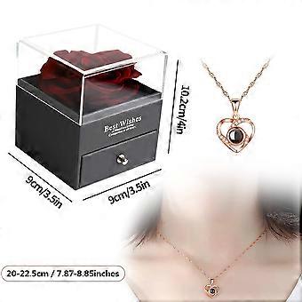 Rosa Eterna Stabilizzata Con Collana Infinito In Argento, Regalo Per San Valentino, Festa Della Mamma, Matrimonio E Compleanno, Confezione Regalo
