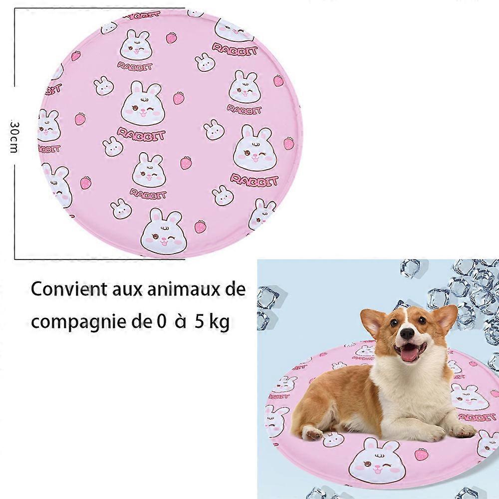 One Piece (Round Pink Rabbit) Dog Cooling Mat - 30*30cm, Dog Cooling Mat - Stays Cold Longer, Dog Cat Cooling Mat - More Durable - Scratch Resistant