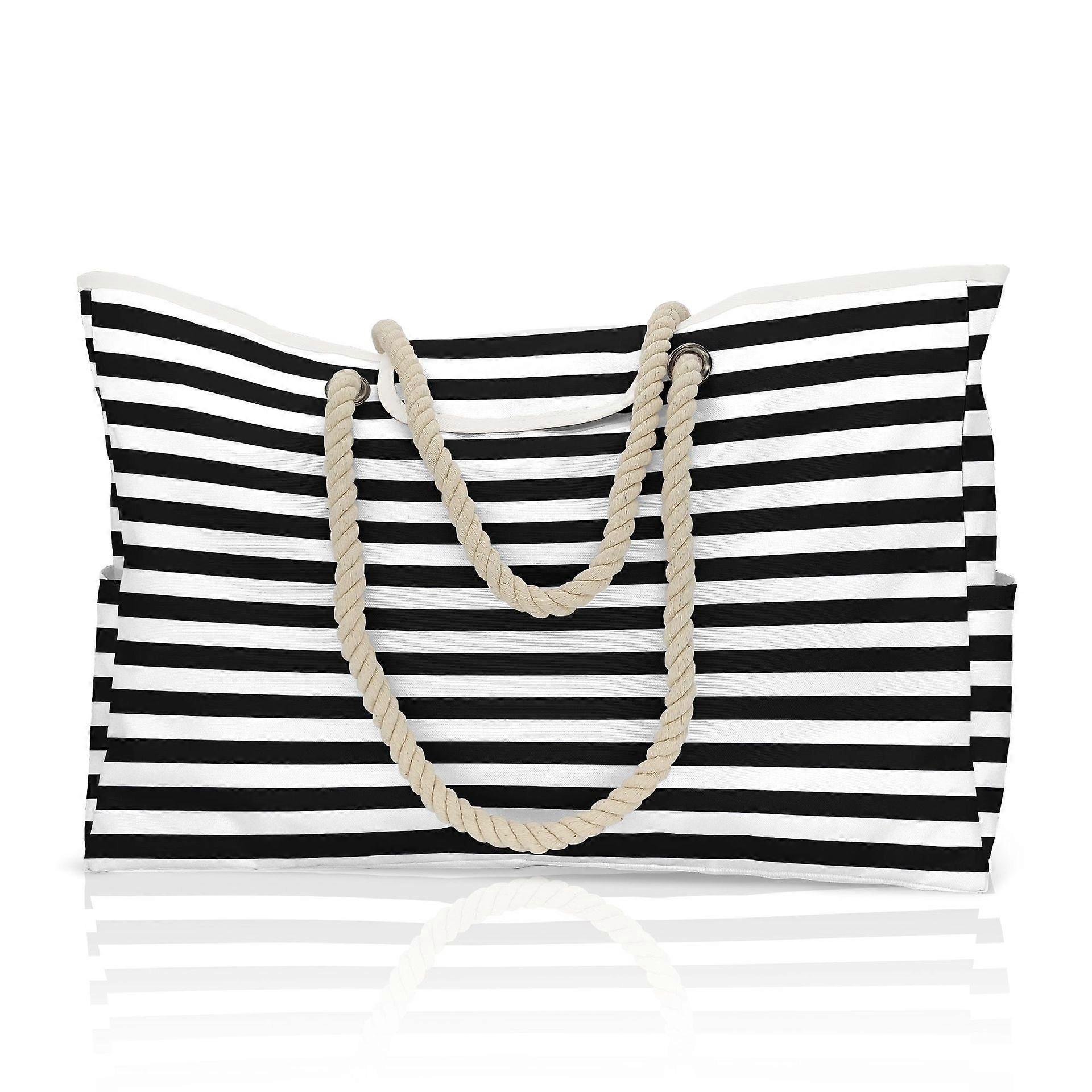 屋外防水トートショルダーバッグラージビーチバッグブルーストライププールバッグ