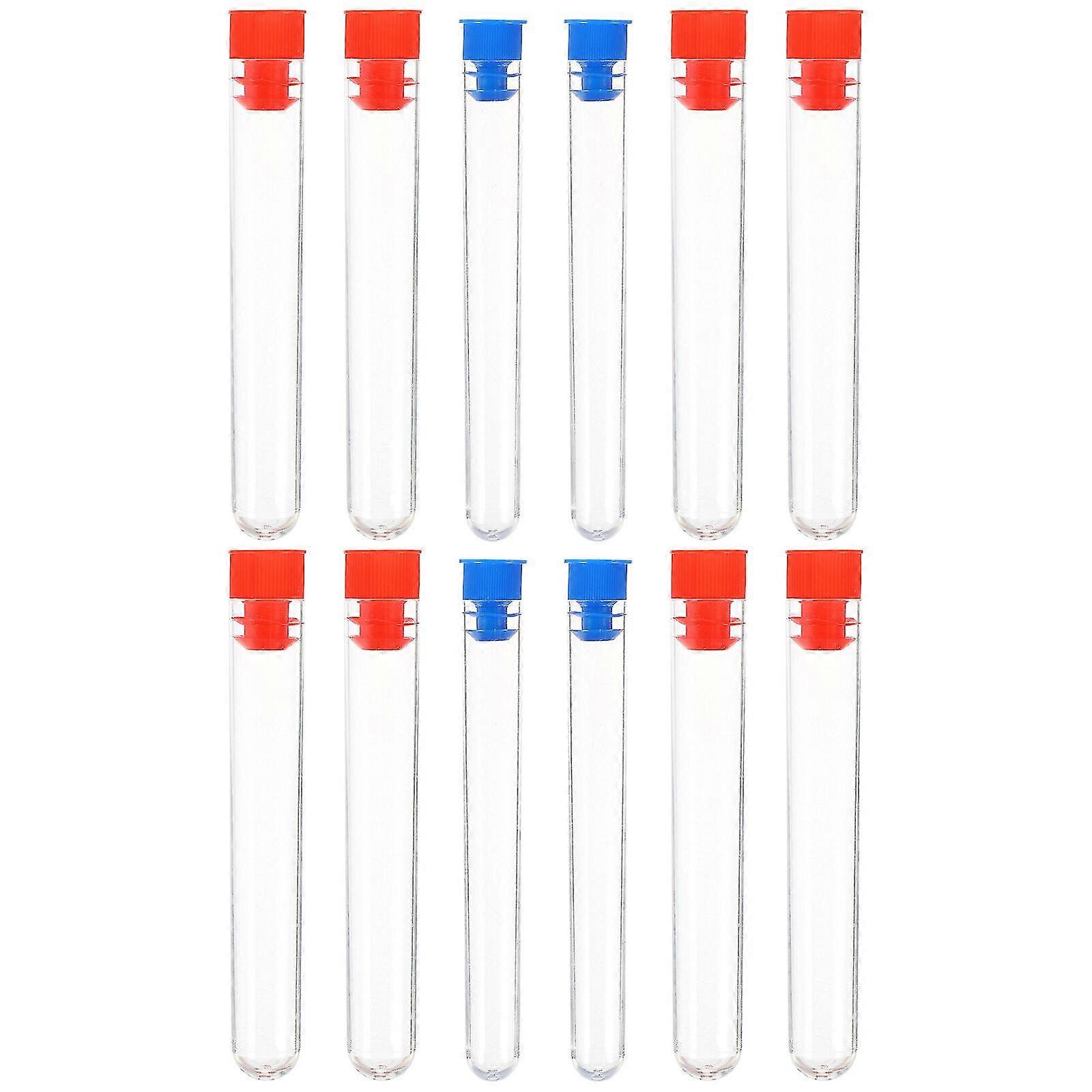 12pcs Test Tubes Clear Plastic Test Tubes For Scientific Experiments Propagation