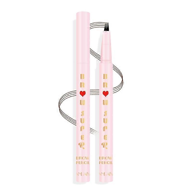 Waterproof Microblading Eyebrow Pen Liquid Eyebrow Tint Pen with 4 Fork-Tips