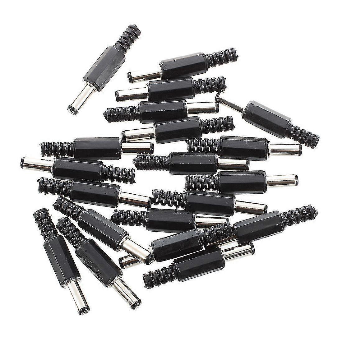 20 Pcs Black 2.5mm X 5.5mm Dc Power Male Plug Adapter