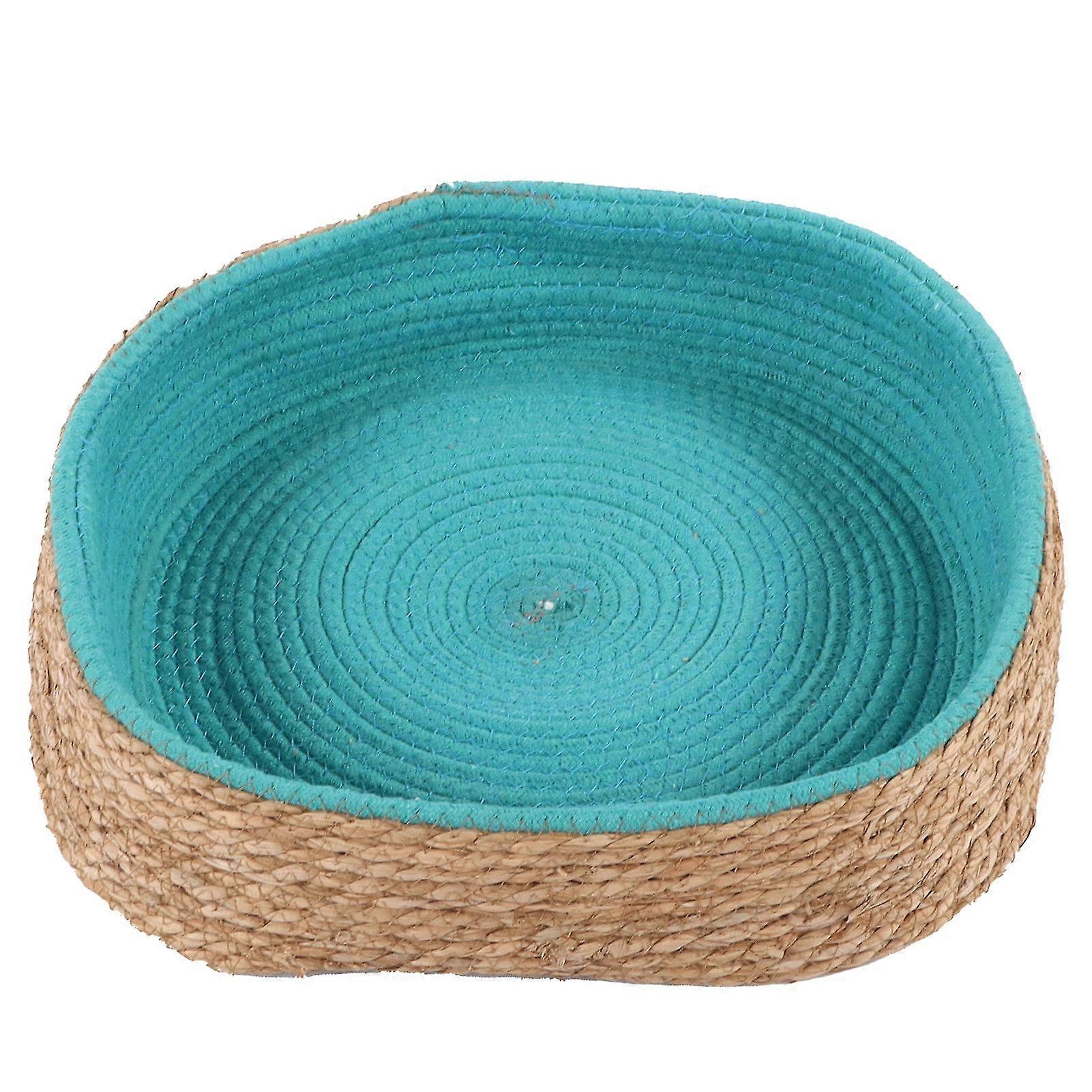 Green Rattan Pet Bed - Round Design for Year-round Comfort (45x45x10cm)