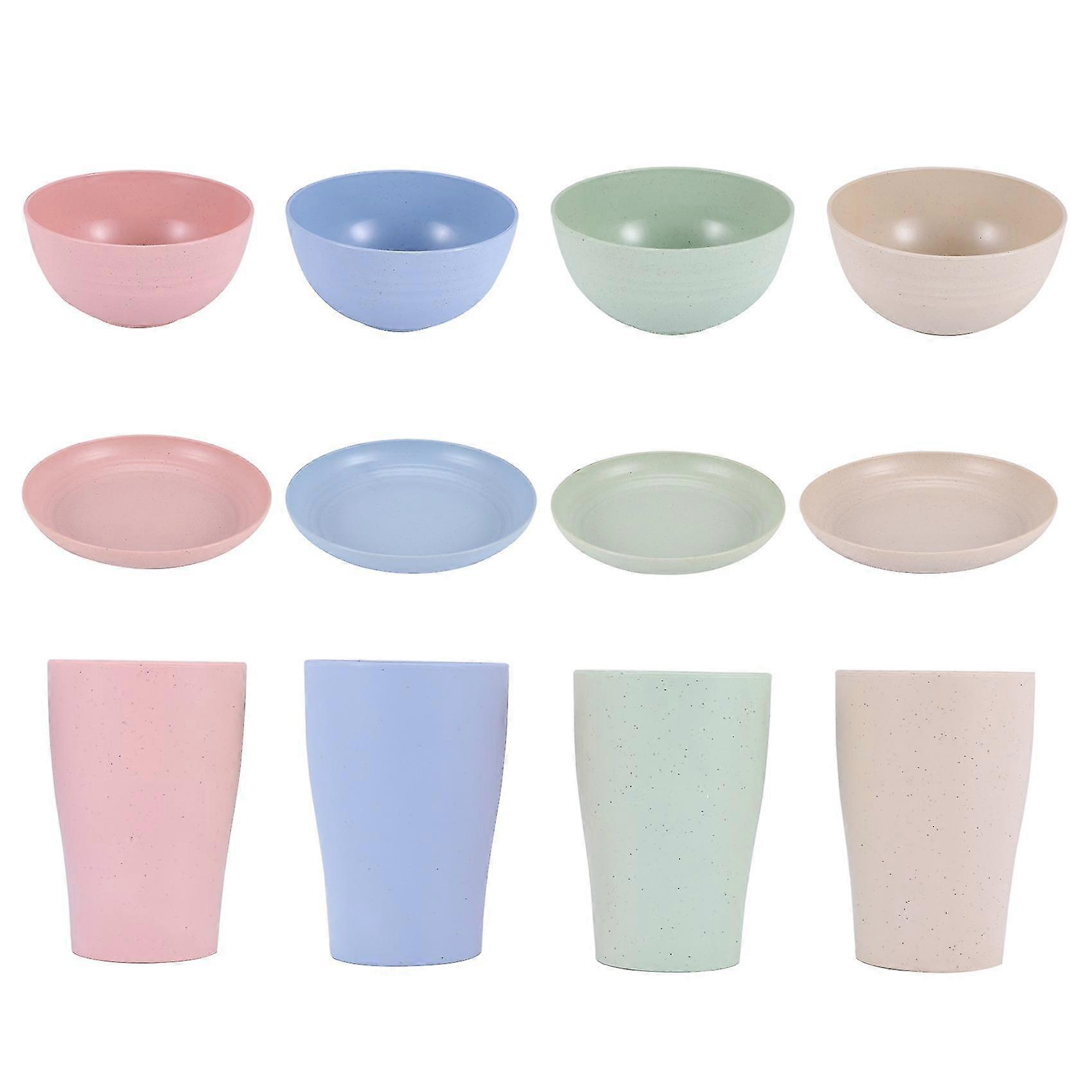 Wheat Straw Dinnerware Sets,unbreakable Reusable Lightweight Bowls,cups,plates Tableware Kitchen Cu