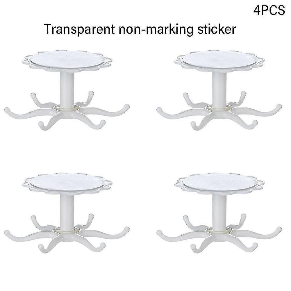 4pcs Kitchen Utensil Holder Hanging Space Saving 360 Rotating 6 Hooks