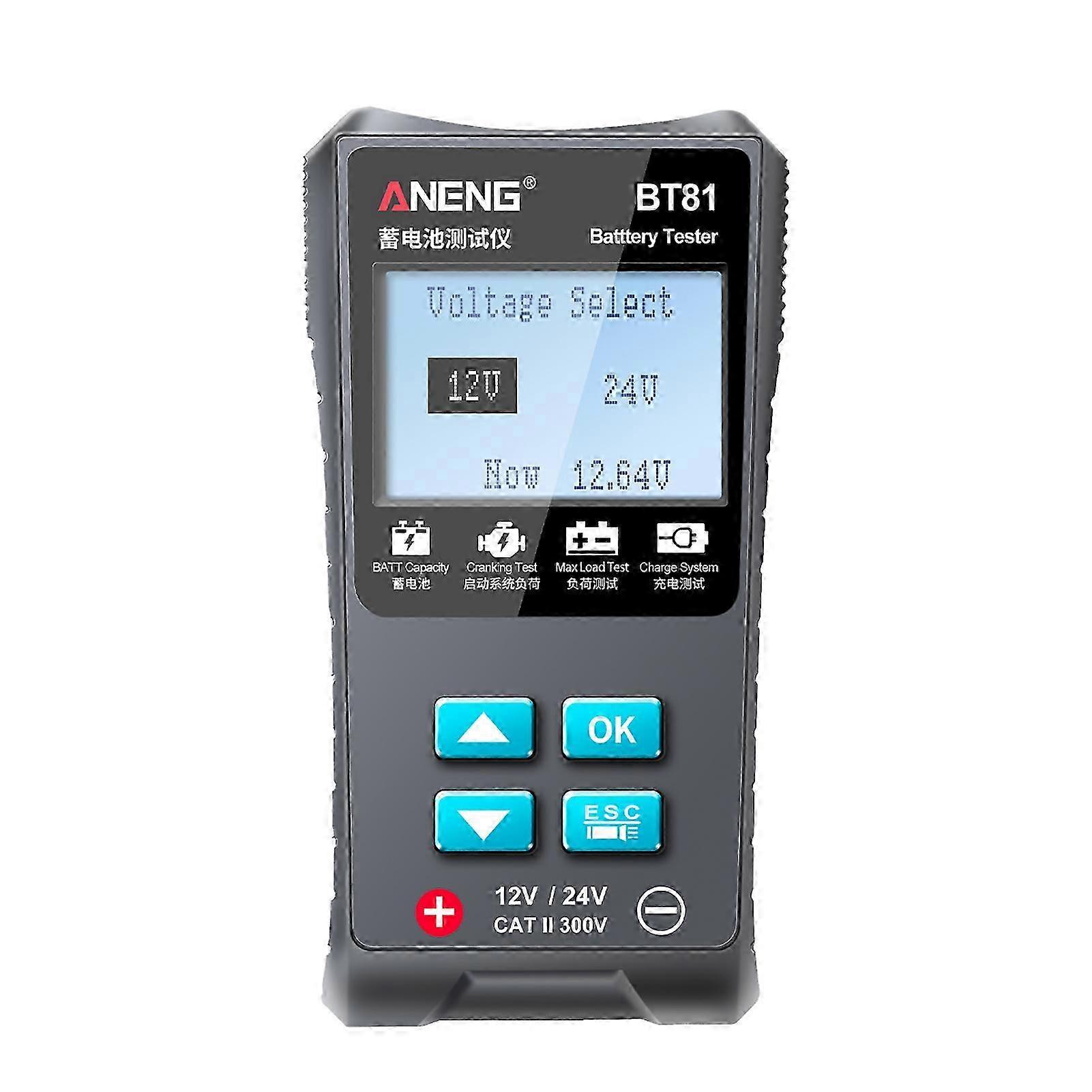 ANENG BT81 12V 24V Car Battery Tester Portable Digital Automotive Battery Internal Resistance Tester CCA Cranking Maximum Load Charging Testing Tool A