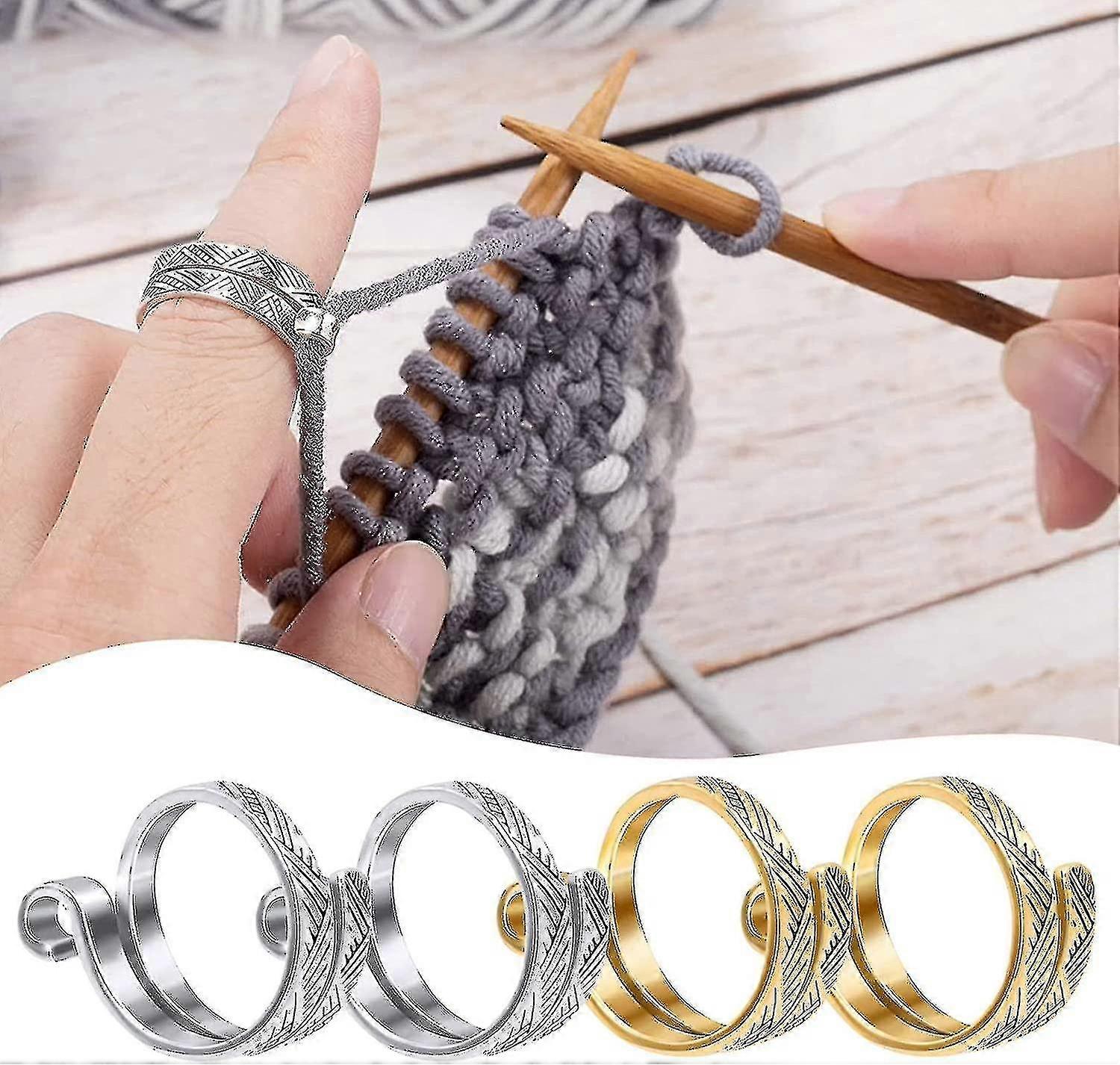 2 Pcs Adjustable Knitting Crochet Ring Tension Ring Open Yarn Finger Guide Crochet Thimble