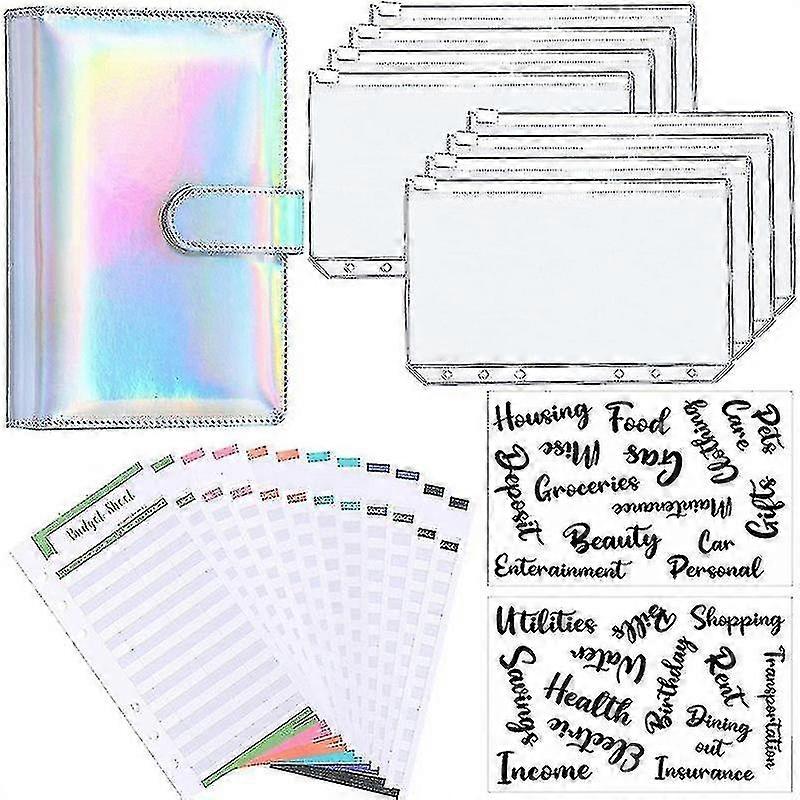 A6 Binder Budget Planner Notebook Covers Folder Size 6 Hole Pockets Plastic Zipper Money Saving