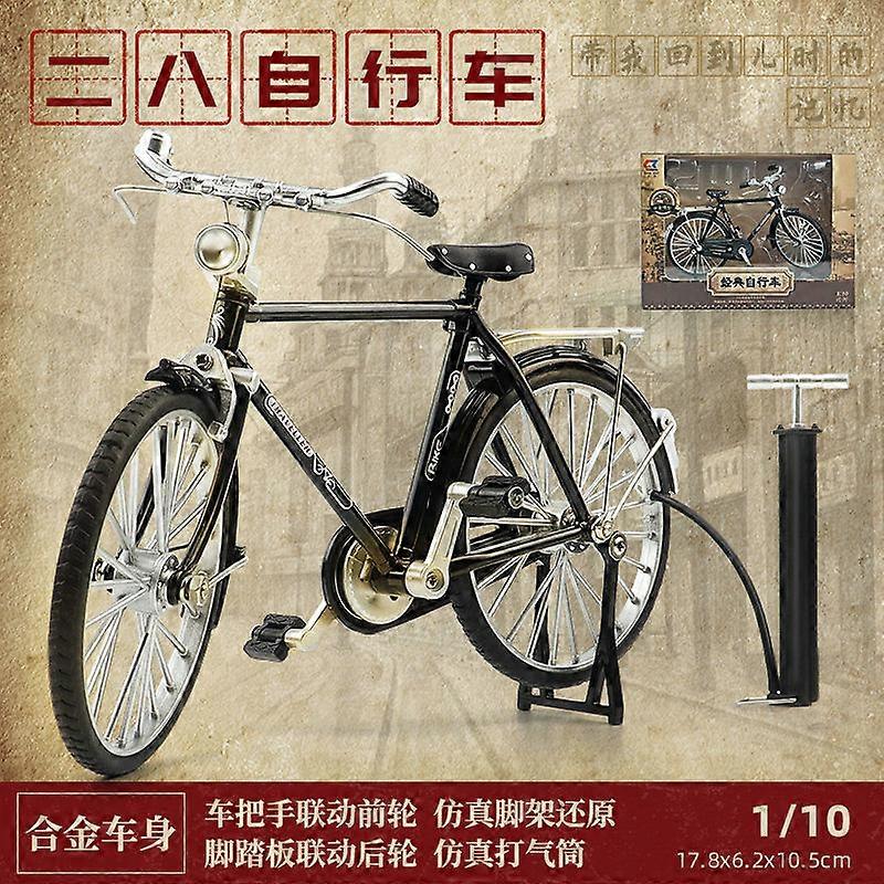 1: 10 Metal Simulation Old-fashioned Retro 28 Bar Bicycle Women's Bikes Alloy Model Classic Nostalgic Finger Toy Decorative Gift