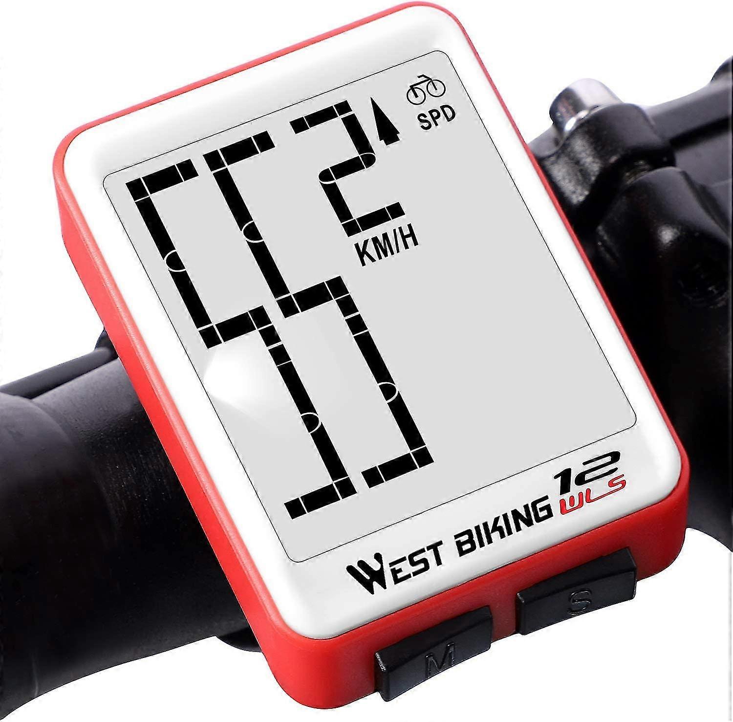 Bike Computer, Wireless Odometer With Backlit Lcd Display For Real-time Speed And Distance Tracking - Red