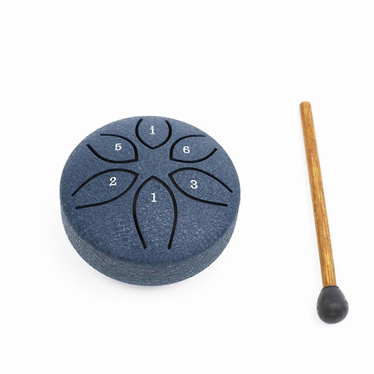 3 Inch 6 Tone Steel Tongue Drum Mini Hand Pan Drums with Drumsticks Percussion Musical Instruments Drum Navy Blue