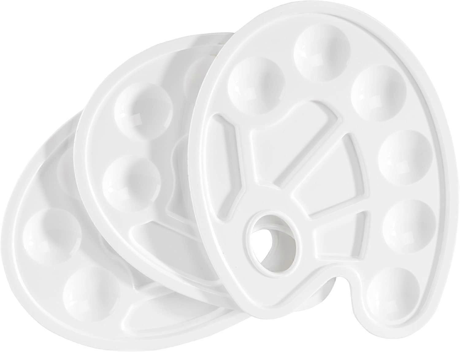 3 Pieces White Oval Plastic Paint Palette