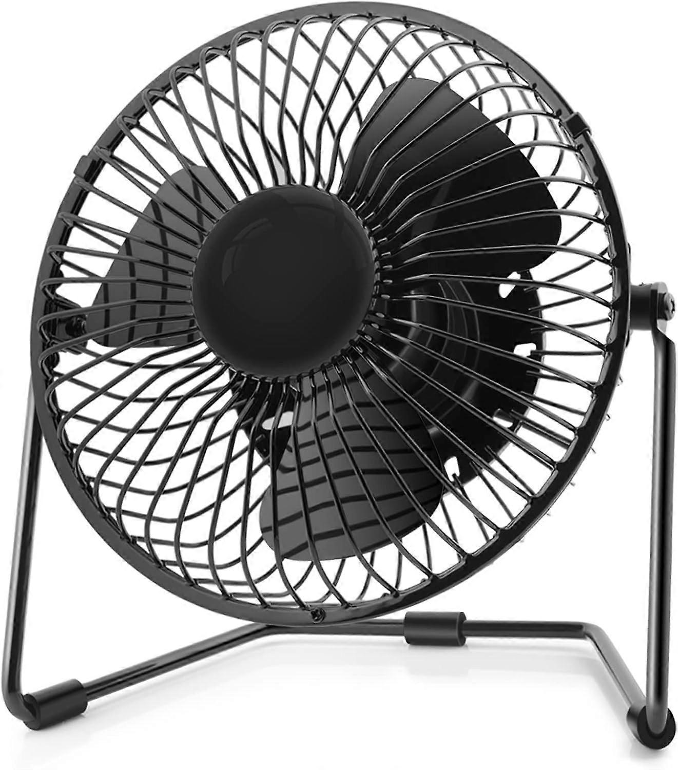 LINJOU 6 inch USB Fan, Portable Small Desk Fan with Two Speed Settings, Super Quiet Table Fan, Metal Design, 360 Up and Down, Perfect for Home Office