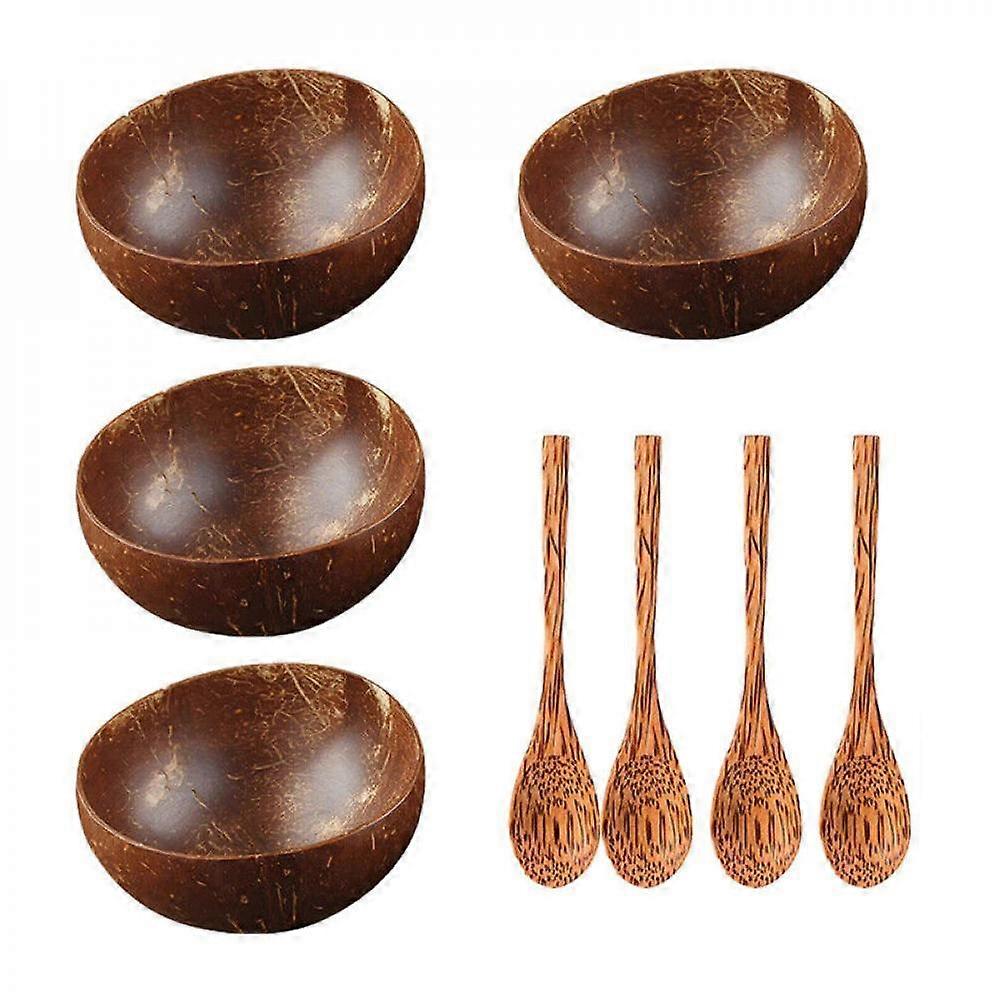 Natural Coconut Shell Bowl Spoon Fork Dinning set Tableware Dessert Mixing Cups LCJ