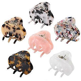 Hair Claw Clips For Women Girls, 6 Pack 2.2 Inch Tortoise Barrettes Acrylic Hair Jaw Clips Clamp Celluloid Leopard Print Hair Clips For Thin Hair (Med
