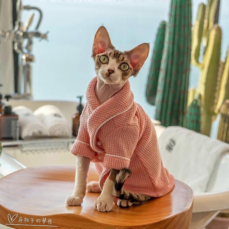 Pet Bathrobe Bath Towel Soft Absorbent Cat Clothes Hairless Cat